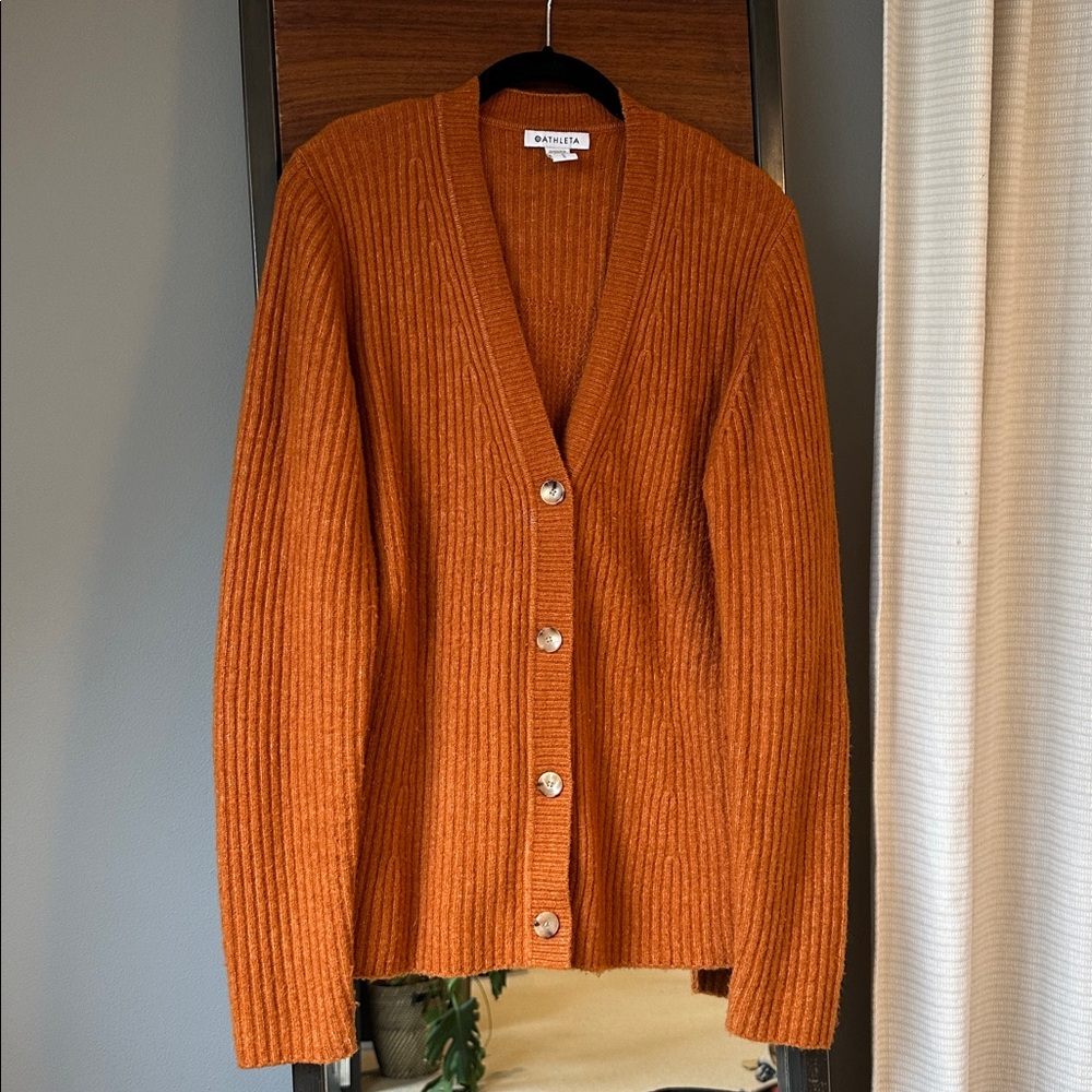 Athleta Merino Wool Rust Cardigan